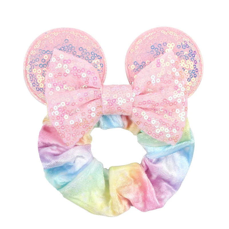 Women Ears Hair Scrunchies Velvet Hairbands For Girls Sequins Bows Headband Women Trip DIY Accessories Mouse Party Decor