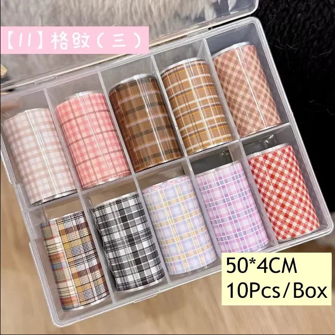 10Rolls Flower  Nail Foils Transfer Paper  Nail Art Stickers  Manicure Set Decal  Nails Decoration
