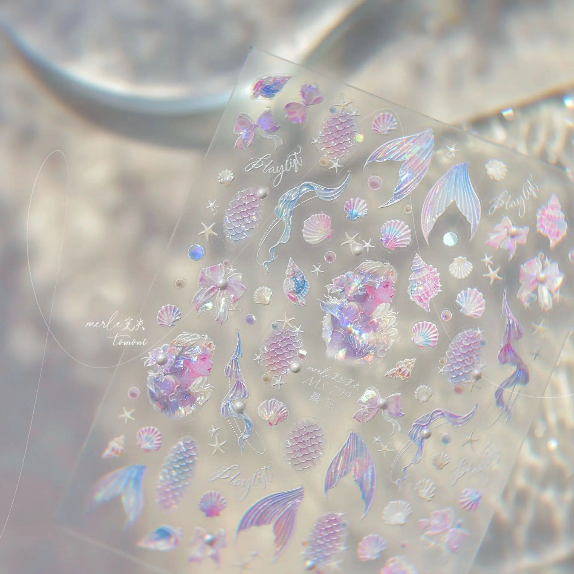 1pcs Cute A bag of Starfish Nail Charm Stickers 3D Jelly Ocean Fish Bubble Adhesive Nail Sticker DIY Summer Nail Art Decorations