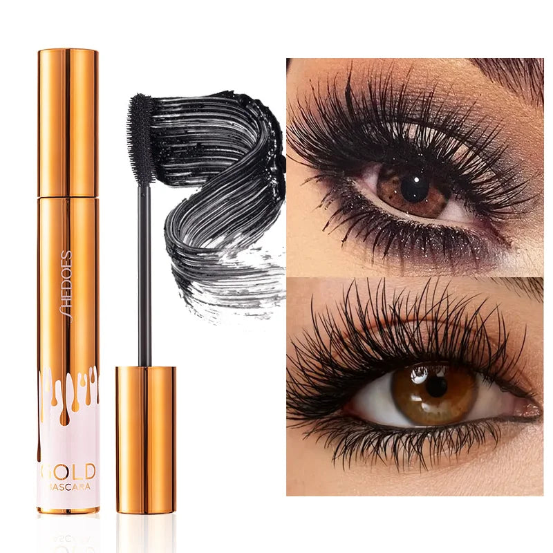 Thick Curly Eye Black Waterproof Non Smudging Slim Durable And Makeup Free Eye Black Gold Color Mascara