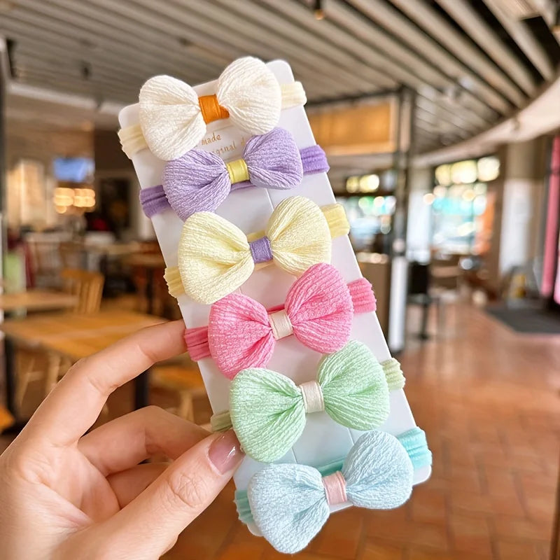 12PCS New Cut Hair Ties Princess Sweet Flower Bow Girls Women Elastic Hair Bands Hair Accessories Headwear