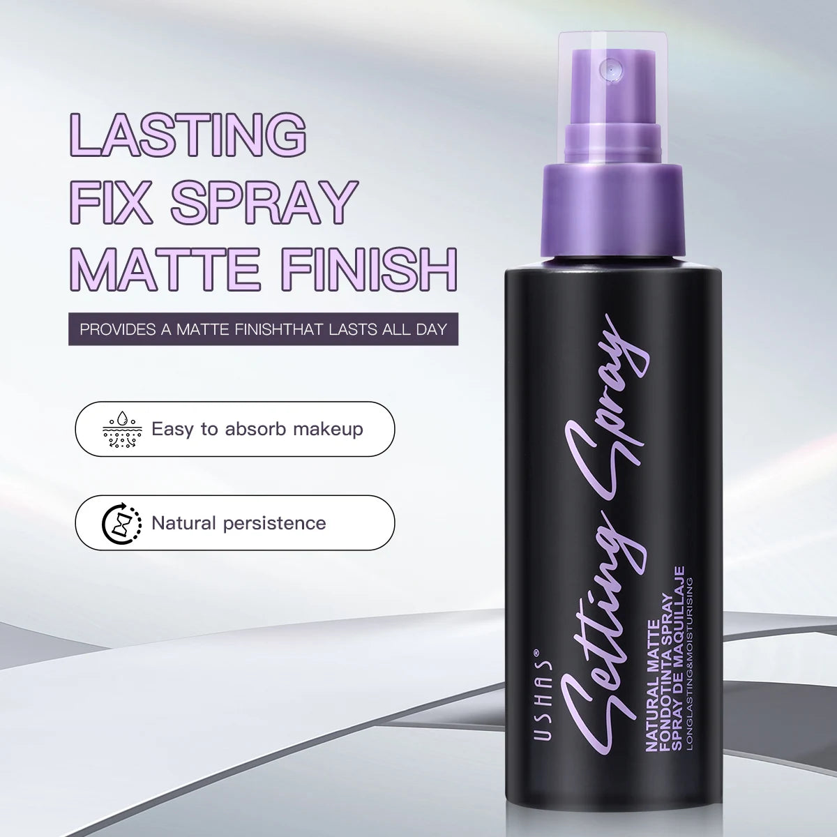 USHAS Waterproof Makeup Setting Spray LongLasting Oil Control Moisturizing Hydration Matte Non-Sticky Spray Foundation Fixer