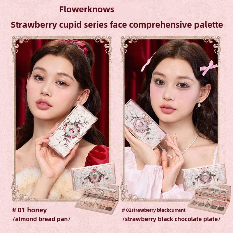 Flower Knows Strawberry Cupid Box Collection Make Up Sets Cosmetics Full Set Palette Pressed Powder Blush Lipstick Mystery Box