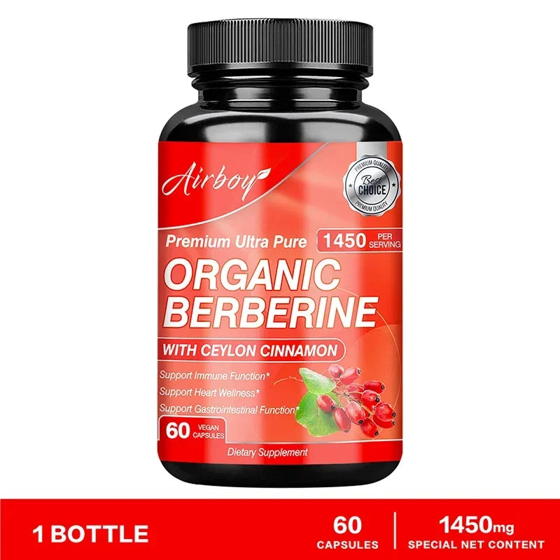 Berberine Capsules - with Ceylon Cinnamon - Blood Sugar Balance, Cardiovascular Health, Aid Digestion, Promote Metabolism