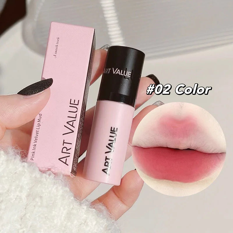 ART VALUE Matte Liquid Lipstick Long-lasting Waterproof Silky Smooth Pink Mist Velvet Lip Glaze Lightweight Makeup Lip Mud Tint