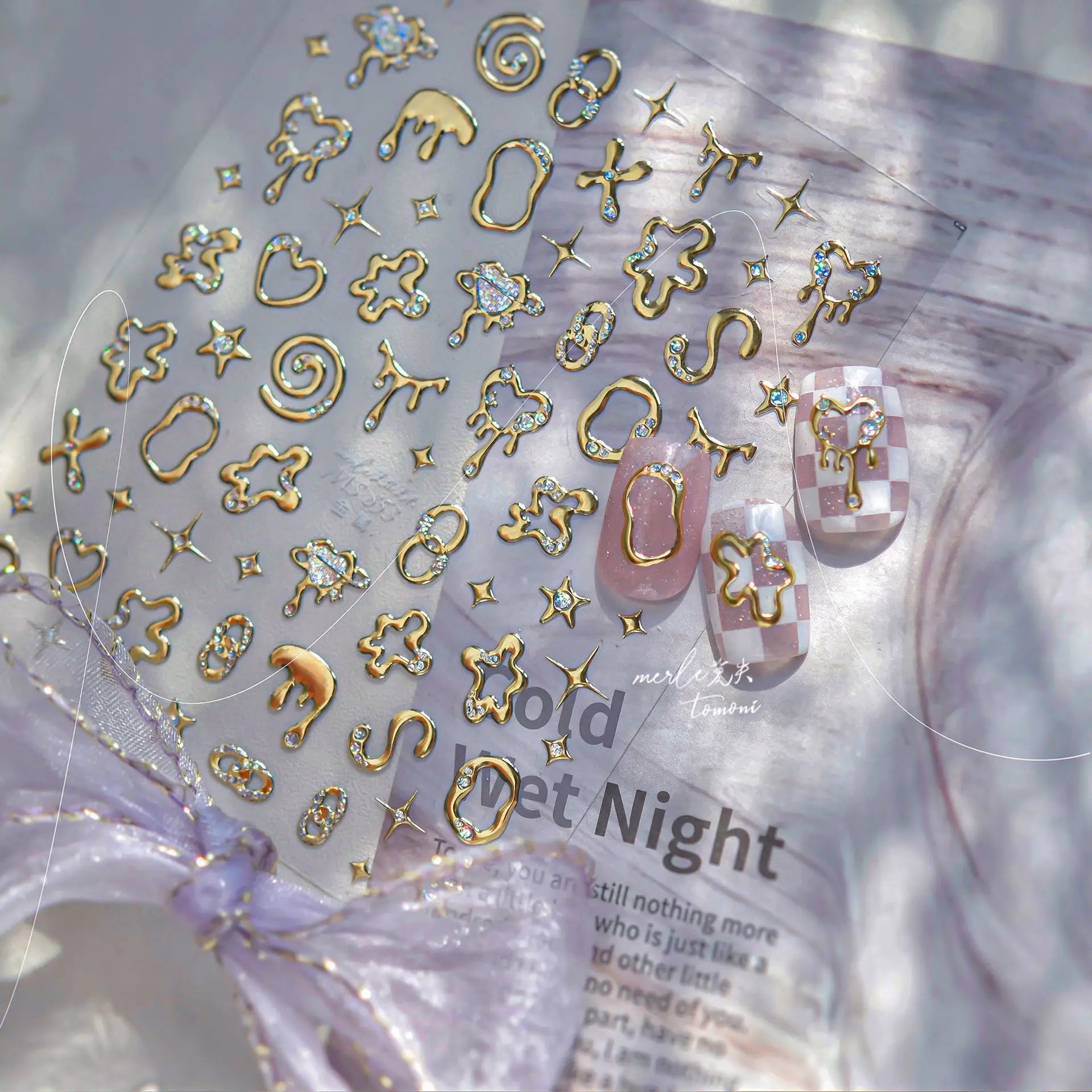 Metallic Dream Nail Stickers Sparkling Magic Color Nail Star Bows Garland Design Stickers Press On Nails DIY High End Nail Decal