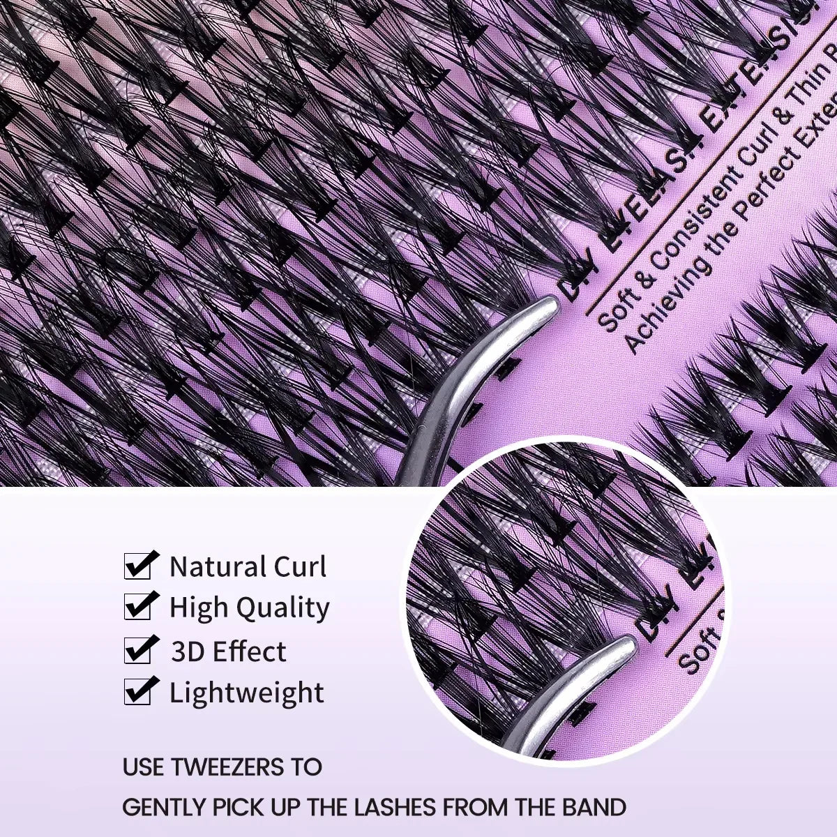 MJ DIY Lashes Extensions Kit 640pcs Lash Clusters 80D/100D Wispy Individual Lashes Mix 9-18mm Cluster Eyelash Extension