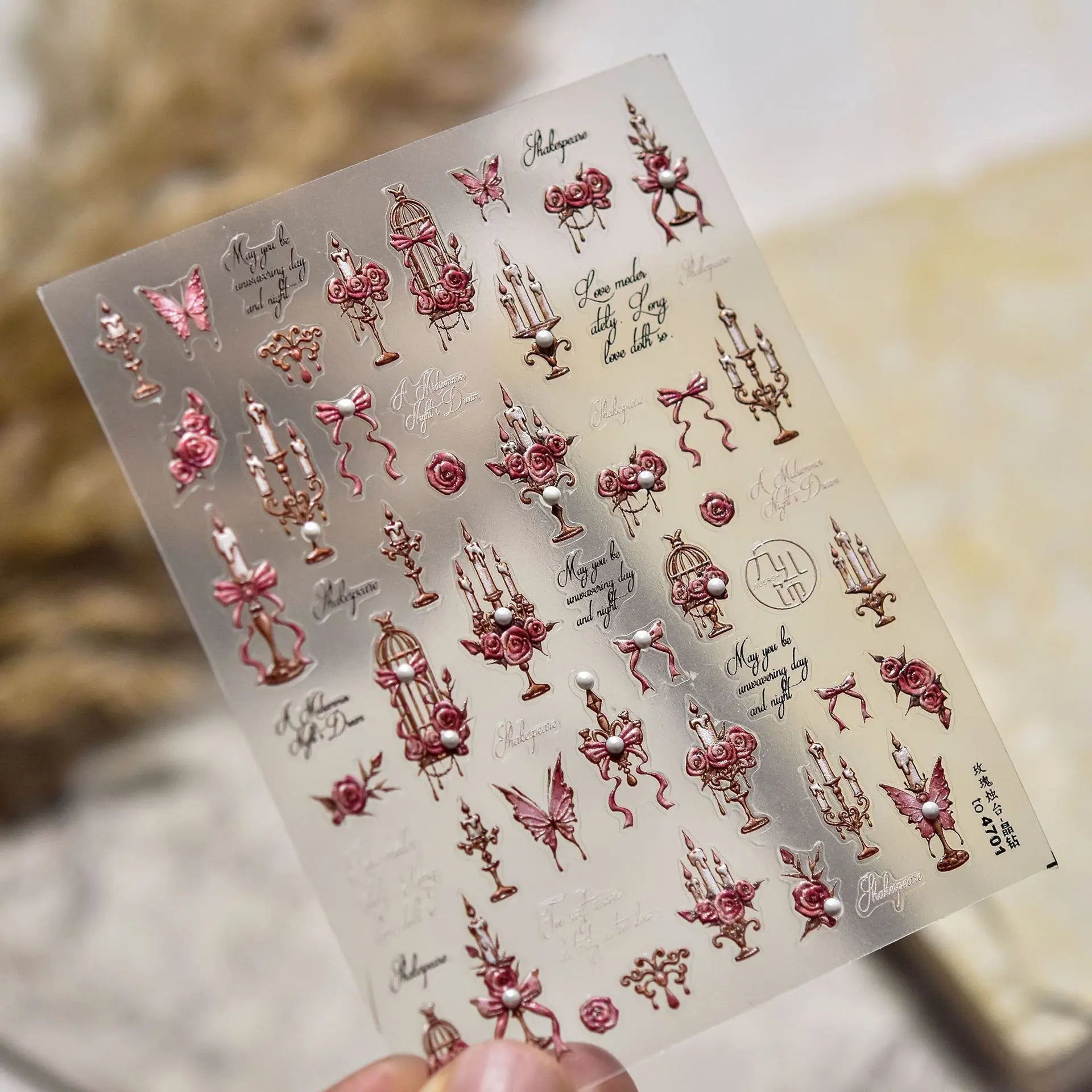 1pcs 5D Glitter Jasmine Flower Nail Stickers Kawaii Embossed Flower Self-Adhesive Nail Art Decorations Decal Manicure Tools DIY