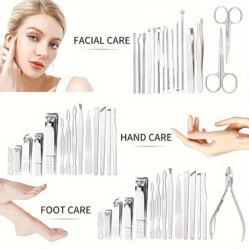 Manicure Set 7/30pcs Nail Clipper set toenail clippers pedicure tools, Suitable forTravel Manicure Kit Multifunction Nail Tools