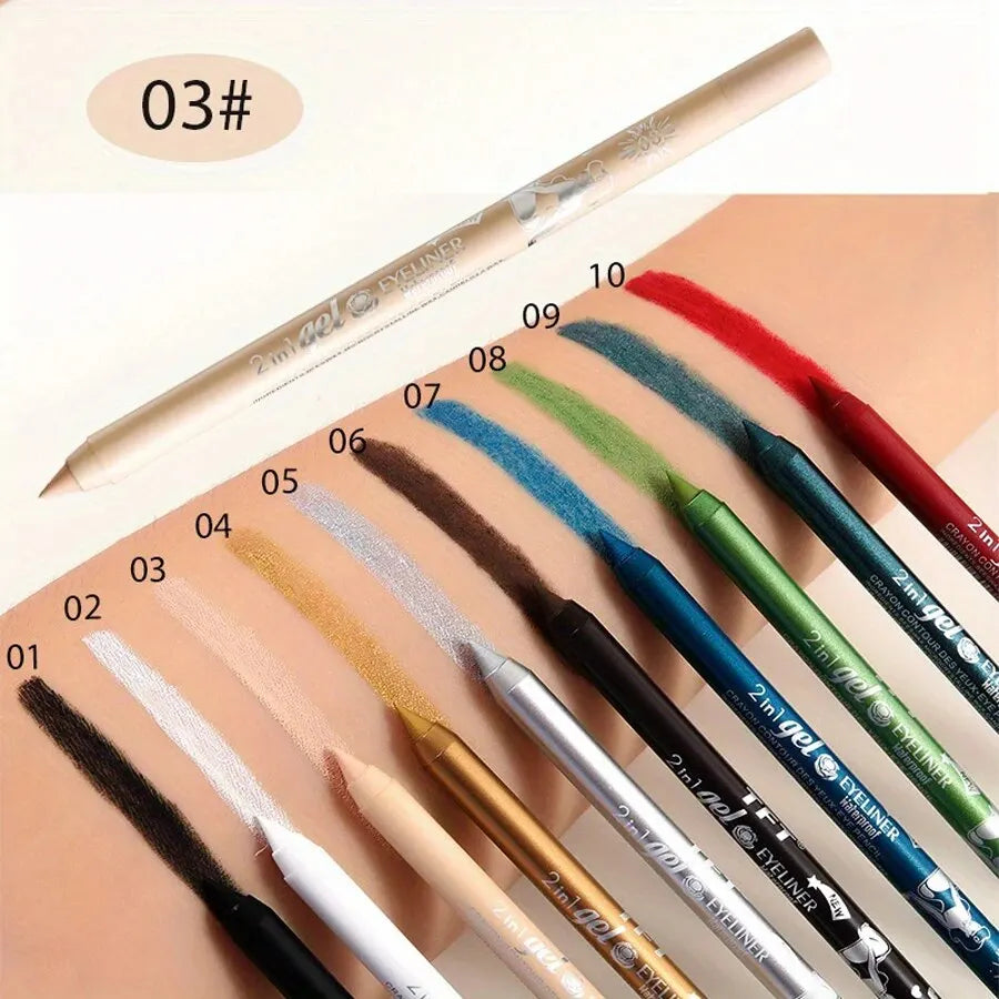 10 Colors Waterproof Eyeliner Pen Long-Lasting Concealer And Lip Liner Gel Pen, Sweatproof And Smudge Proof
