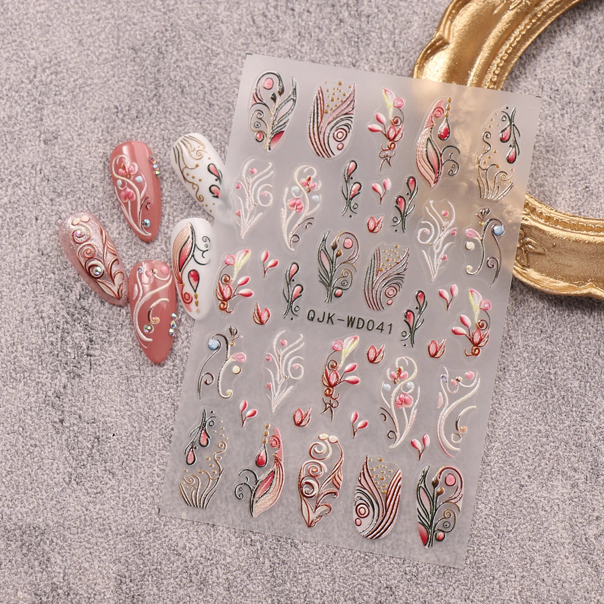 2pcs bohemian pattern embossed nail art stickers, retro nostalgic theme, easy to apply nail decoration, DIY, holiday gifts,
