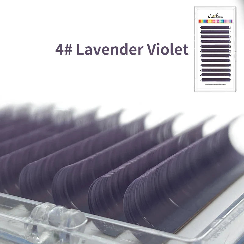 NATUHANA Dark Colored Eyelashes Extension Individual Natural False Mink Colorful Eyelash Grey Blue Color Lashes for Party Makeup