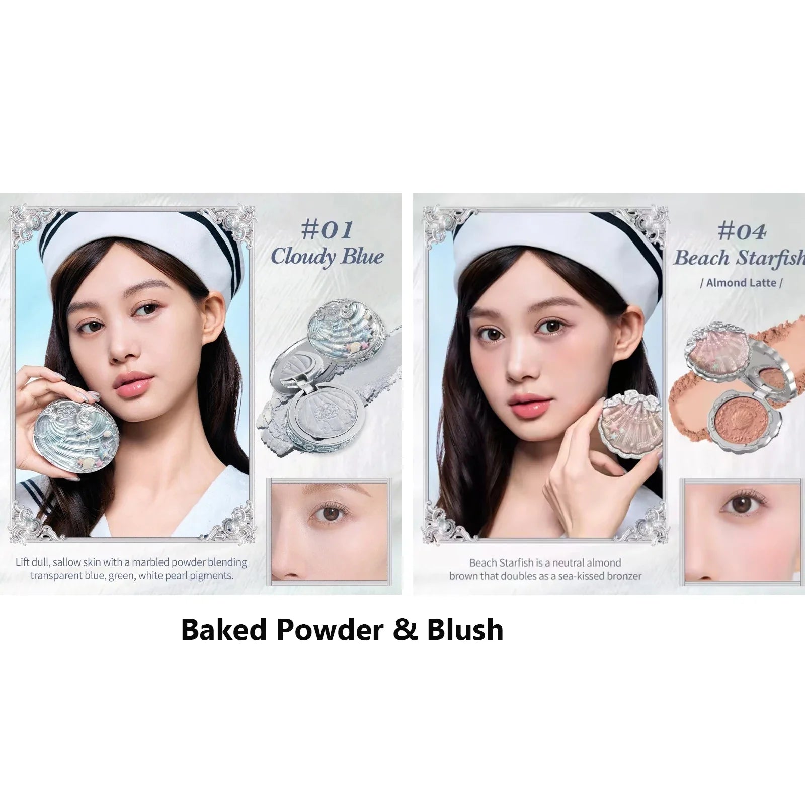 Flower Knows Shells Jewel Makeup Set for Women - Eyeshadow Blush Lip Glaze Full Kit - Gift Set