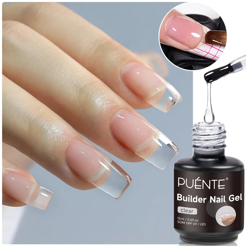 PUENTE 15ML Vitamin E Base Coat Gel Nail Polish For Soft Thin Breaking Nails Strengthen Soak Off UV Gel Varnish For Nail Care
