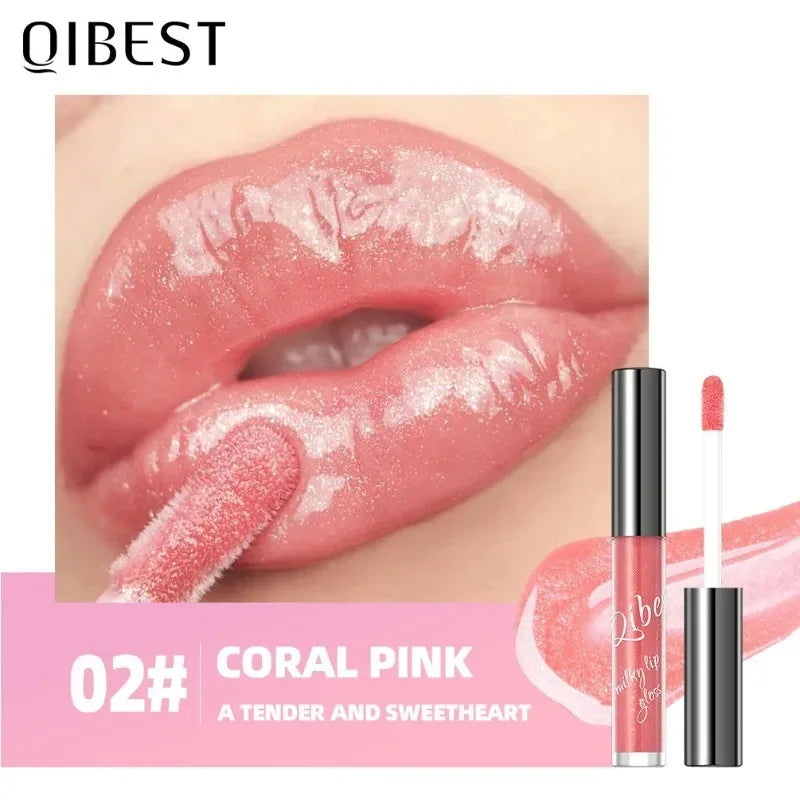 Shimmering Taro Purple Lip Gloss Moisturizing Plumping Gold Sparkle Lip Gloss Glassy Jelly Shine Liquid Lipstick for Sexy Makeup