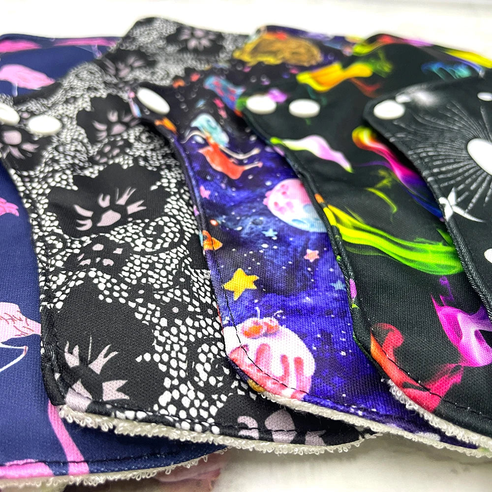 Women washable sanitary napkins with wings, reusable daily sanitary pads, abosorbent bamboo inner periods pads set