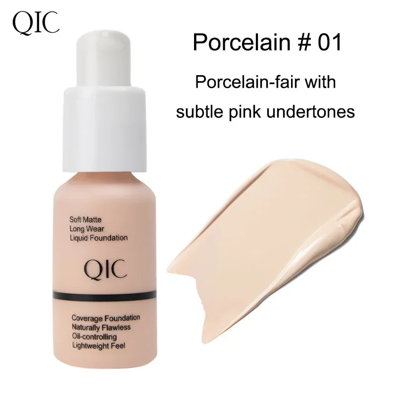 QIC Soft Matte Liquid Foundation Jewel Light Brightening Moisturizing Oil-Control Wheat Fit BB Cream Concealer Makeup