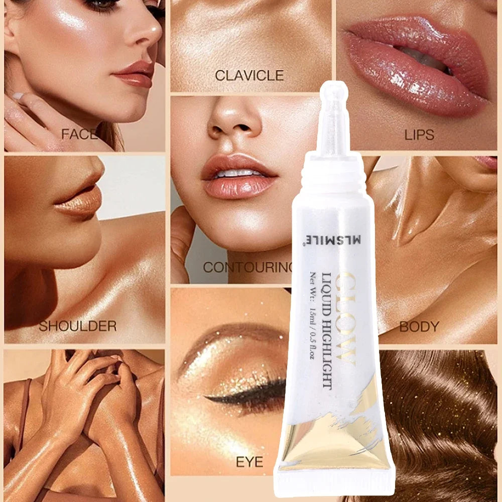 Diamond Glitter Highlighter Liquid Pearlescent Waterproof Longlasting Brightening Liquid Highlighter Stick Eyes Makeup Cosmetics