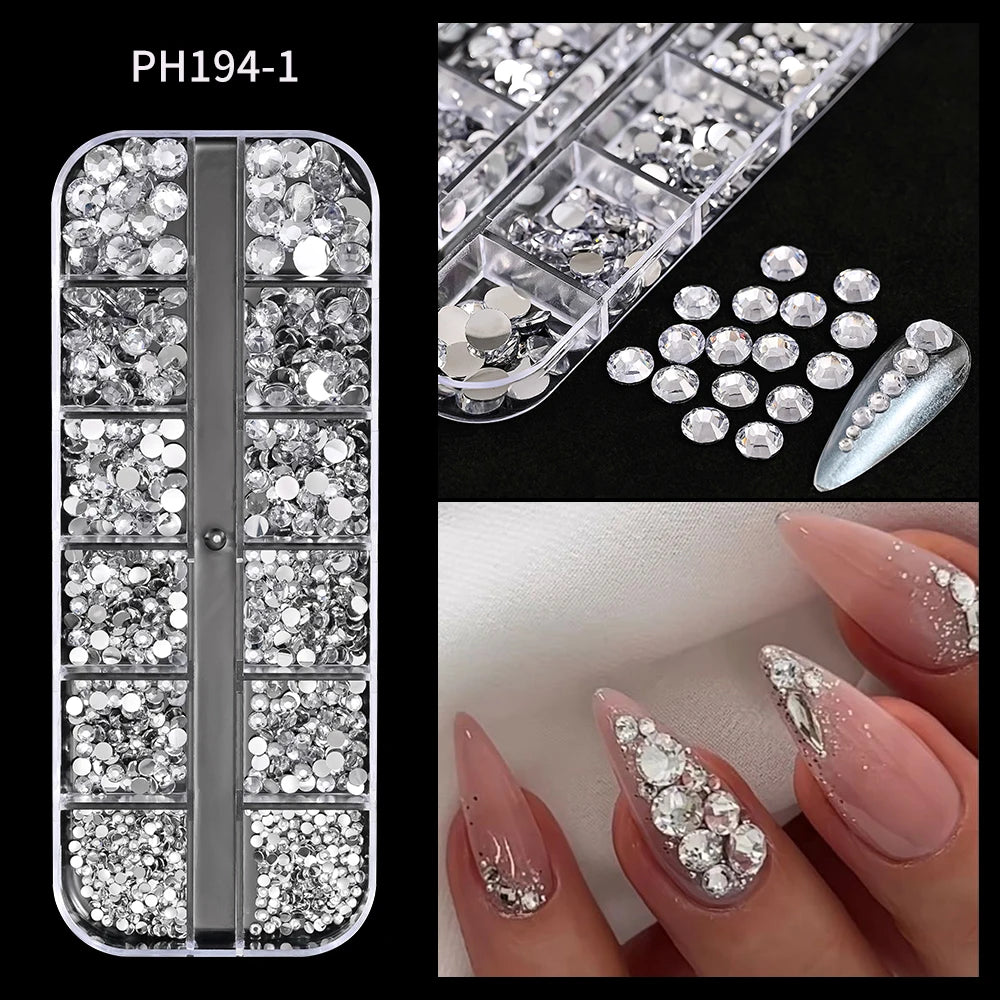 1000Pcs-12grids 3D Gold Silver Star/Cross Nail Rivet Studs Alloy Metallic Starlight Nail Charms Y2K 3d Cross/Star Manicure Rivet