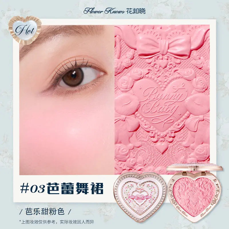 Flowerknows Garden Rose Blush Powder Blusher for Cheeks,Cruelty Free Makeup - Shape,Contour Face for A Natural Matte Finish