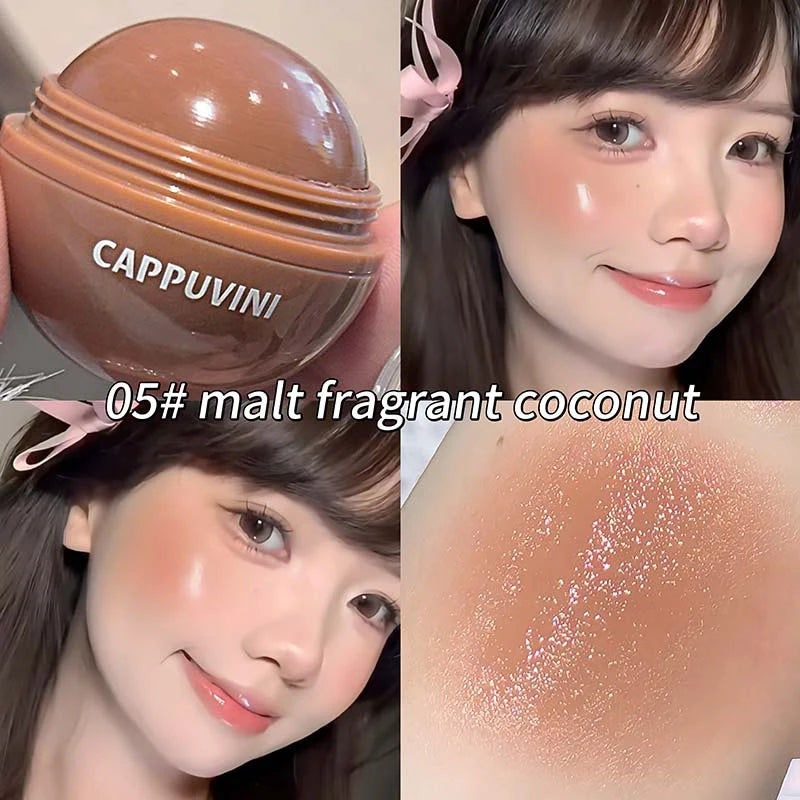 Cappuvini Juice Blush Ball Water Light Blusher Brightening Face Easy Color Multi-Use Blush Makeup Suitable for Lips and Cheeks