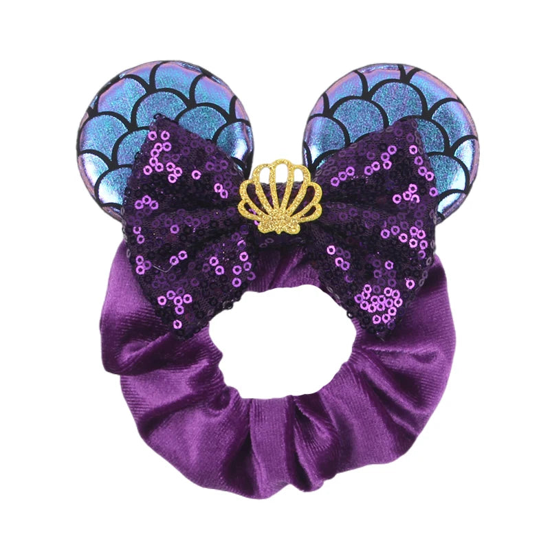Women Ears Hair Scrunchies Velvet Hairbands For Girls Sequins Bows Headband Women Trip DIY Accessories Mouse Party Decor