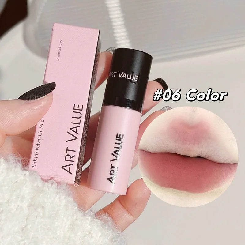 ART VALUE Matte Liquid Lipstick Long-lasting Waterproof Silky Smooth Pink Mist Velvet Lip Glaze Lightweight Makeup Lip Mud Tint