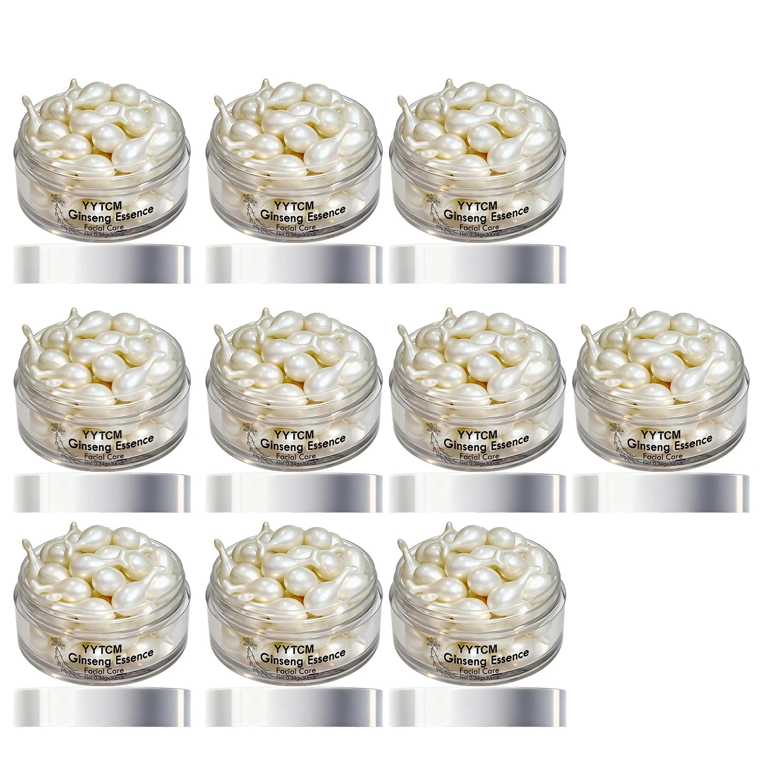 Ginseng Essence Capsules, Moisturizing and Firming Essence Serum, Contains Squalane, Niacinamide, Vitamin E, Retinol, Deep Hydration (0.34Gx30 Capsules)/Bottle-1 Bottle