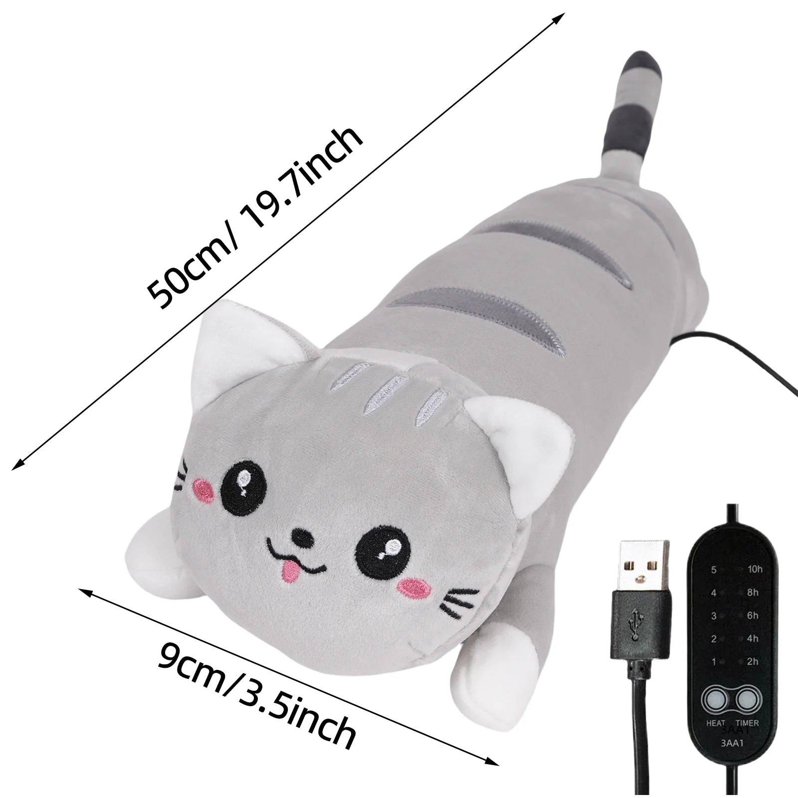 Cat Heating Pad for Period Cramps Cute Soft Plush Stuffed Animal Design, Portable USB Powered Electric Heat Pad Gifts for Women