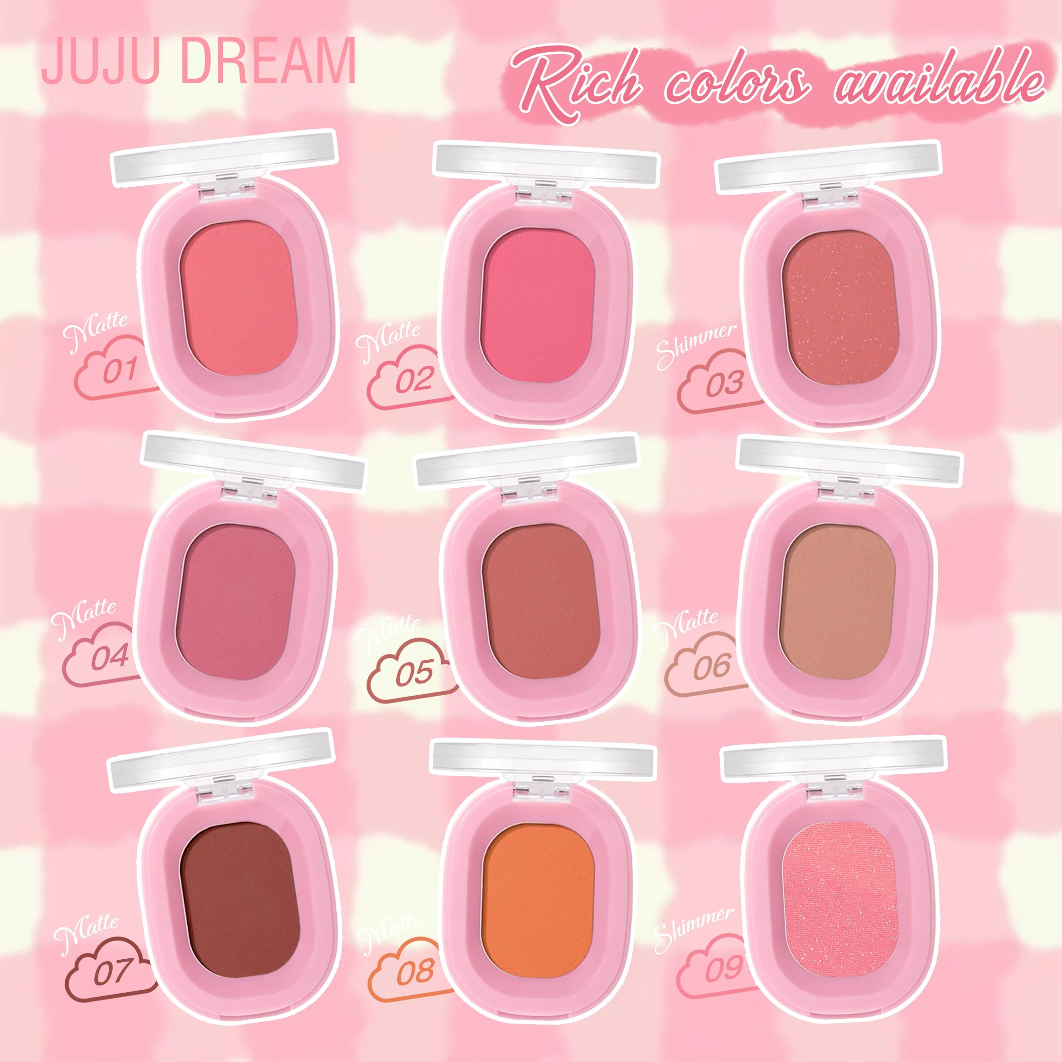 JUJu DREAM Flower Mist Blush Disc Monochrome Matte Powder Fine Flash Monochrome Blush Disc