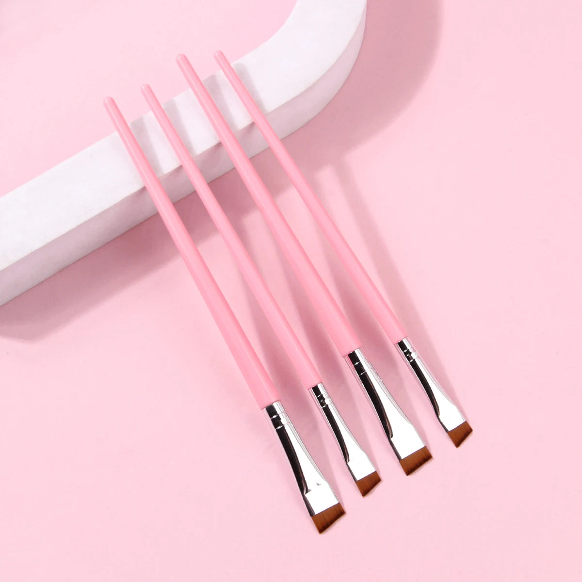 4PCS Liquid Eyeliner Brush Ultra Thin Fine Oblique Angle Flat Head Eyebrow Brush