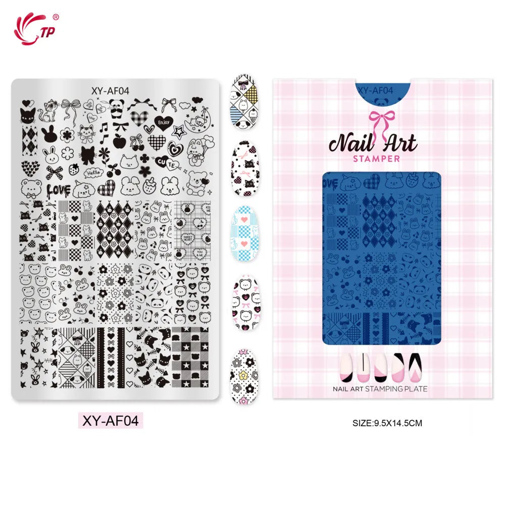 TP Nail Art Templates Butterfly Plaid Design Nail Stamping Plate for Nail DIY Polish Printing Transfer Template Manicure Tools