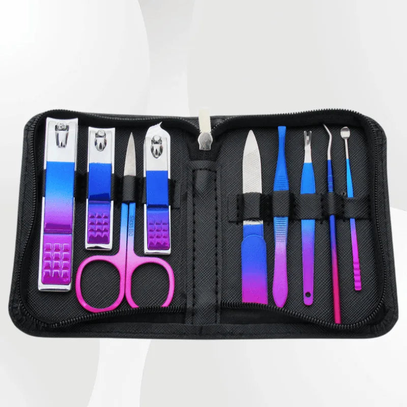 9-30pcs Set Professional Stainless Steel Manicure & Pedicure Kit Precision Nail Care with Travel Case with Nail Clipper Scissor