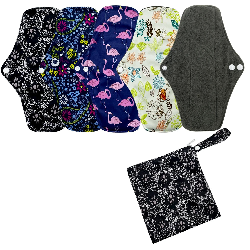 Eco-Friendly Reusable Sanitary Pads Set - Durable Leak-Proof Washable mama cloth Pads for Active Women Workout & Travel