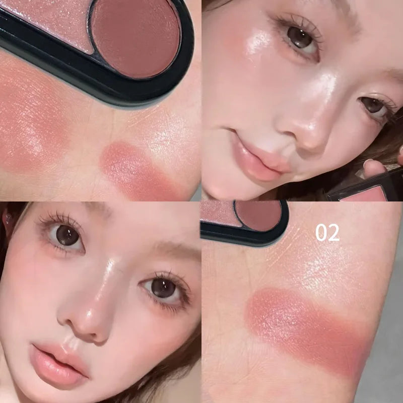Herorange Crimson Shadow Dual-Color Multi-Use Cream Has a Fine Texture, Long-Lasting Color, Natural Nude Makeup, Pearlescent Matte Highlighter Blush Cosmetics