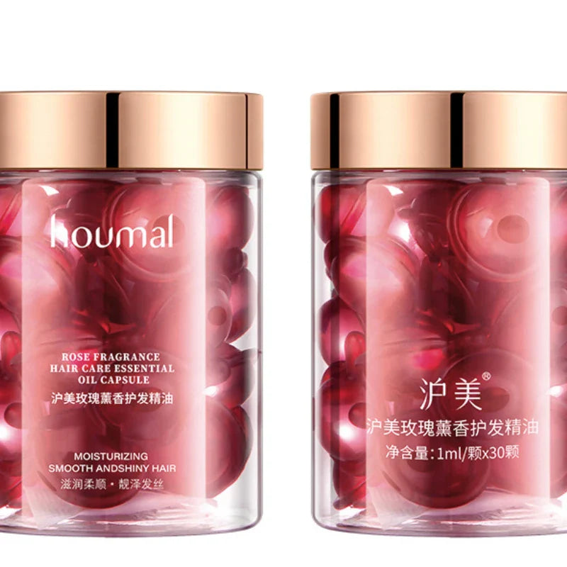 Rose Essential Oil Capsules Supple Dry Hair Keratin Plant Complex Oil Dry Damaged Hair Repair Female Hair Care Products