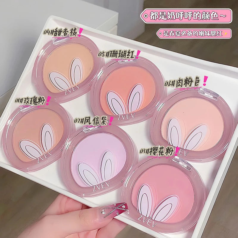 Long ears Monochrome blush white matte cosmetics vitality girl nude makeup natural smudge monochrome blush plate