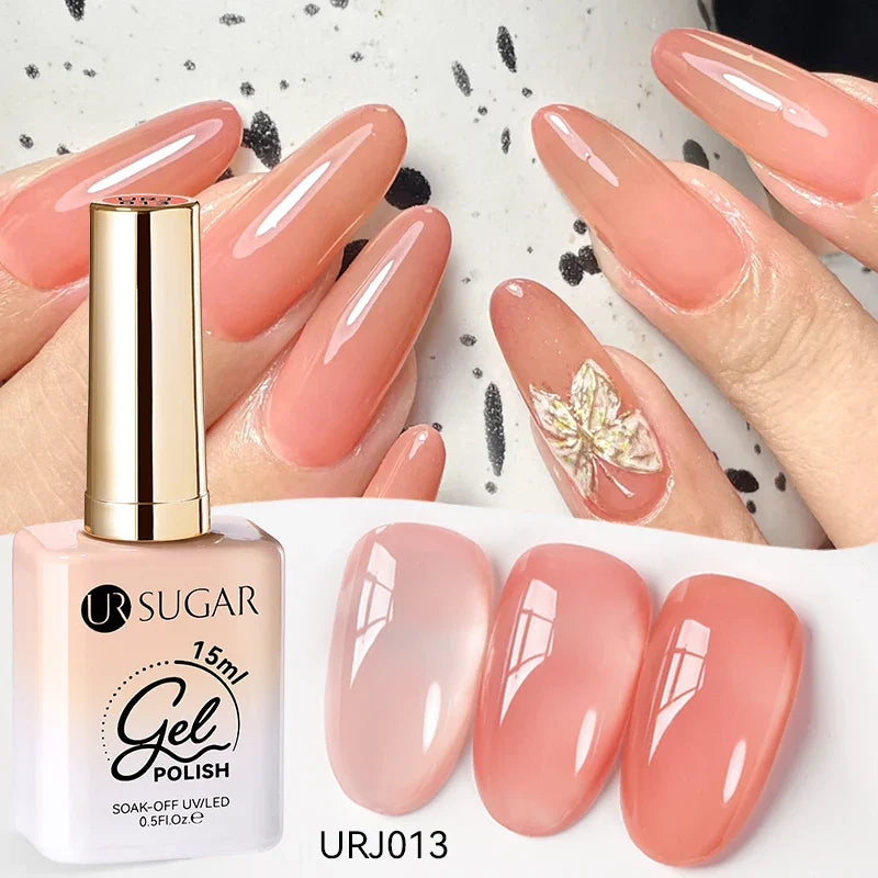 UR SUGAR 15ml Jelly Nude Gel Nail Polish Light Pink Translucent Color Soak Off UV LED Gel Varnish Nail Art DIY Fashion Manicure