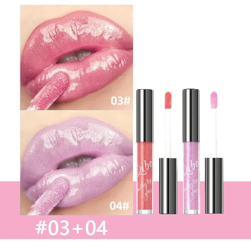 Shimmering Taro Purple Lip Gloss Moisturizing Plumping Gold Sparkle Lip Gloss Glassy Jelly Shine Liquid Lipstick for Sexy Makeup