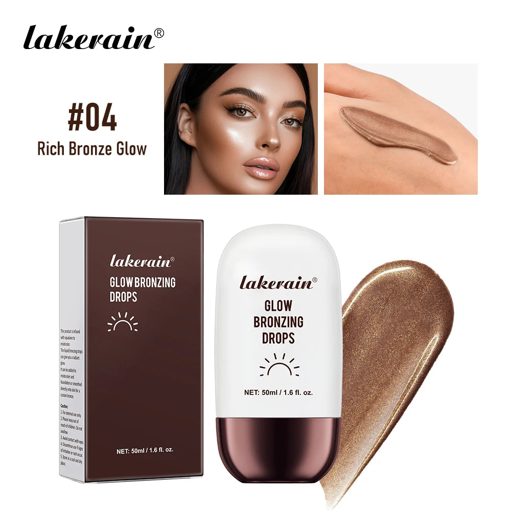 Lakerain Glow Bronzing Drops Nourishing Non-greasy Natural Glow Liquid Bronzer Cream Skincare Makeup Sunkissed Complexion
