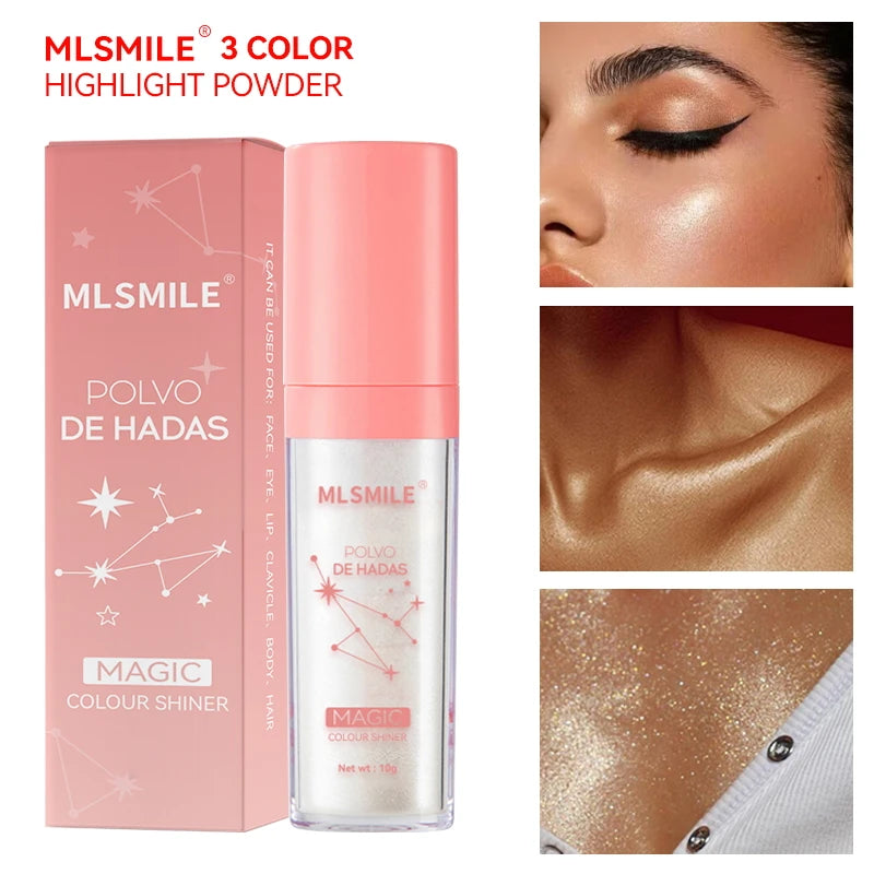 3 Colors Glitter Powder Highlighter Makeup Body Brightens the Natural Face Blusher Fairy Highlight Patting Powder
