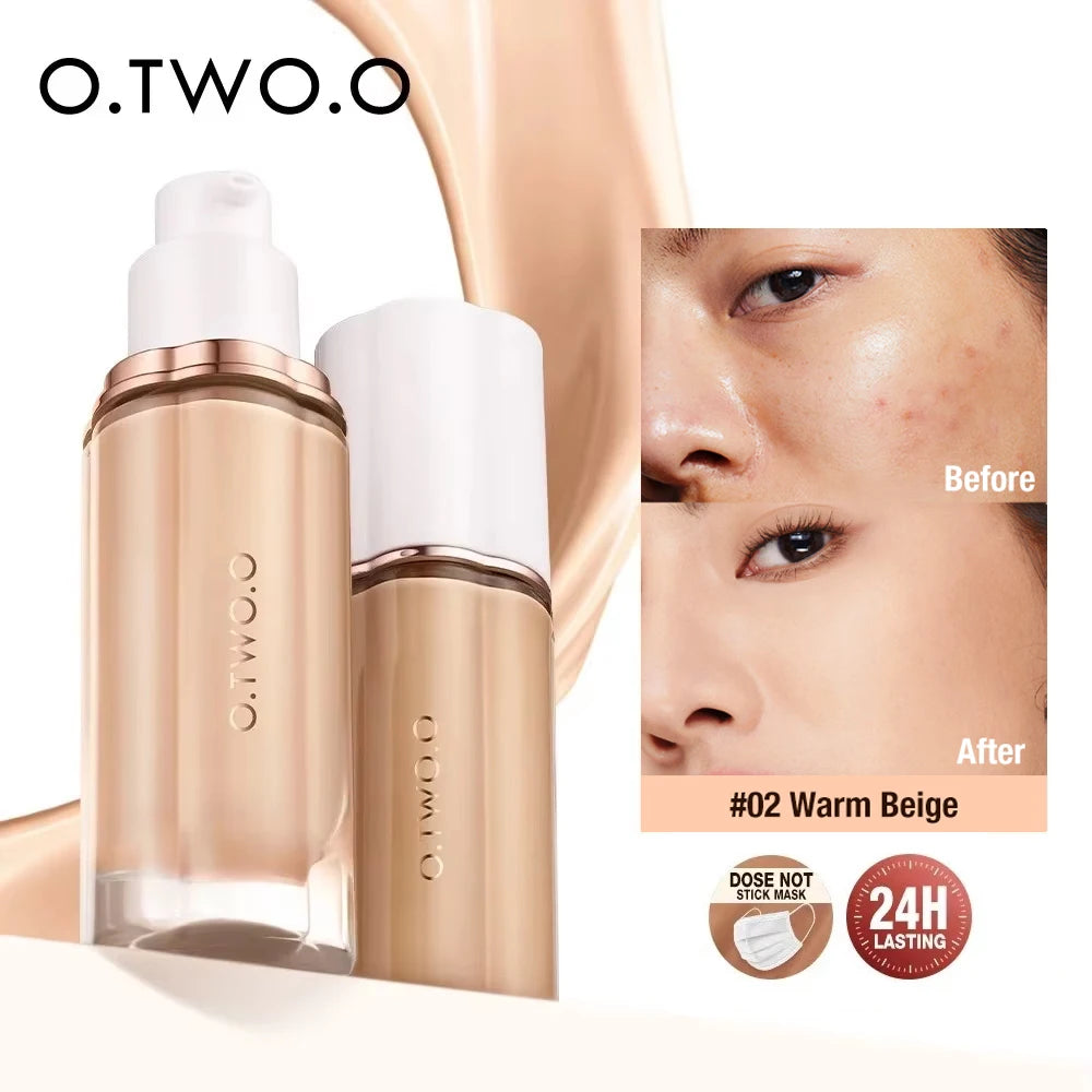 O.TWO.O Liquid Foundation Cream Face 30ml High Coverage Makeup Base Soft Mist Locking Waterproof Concealer Makeup Foundation