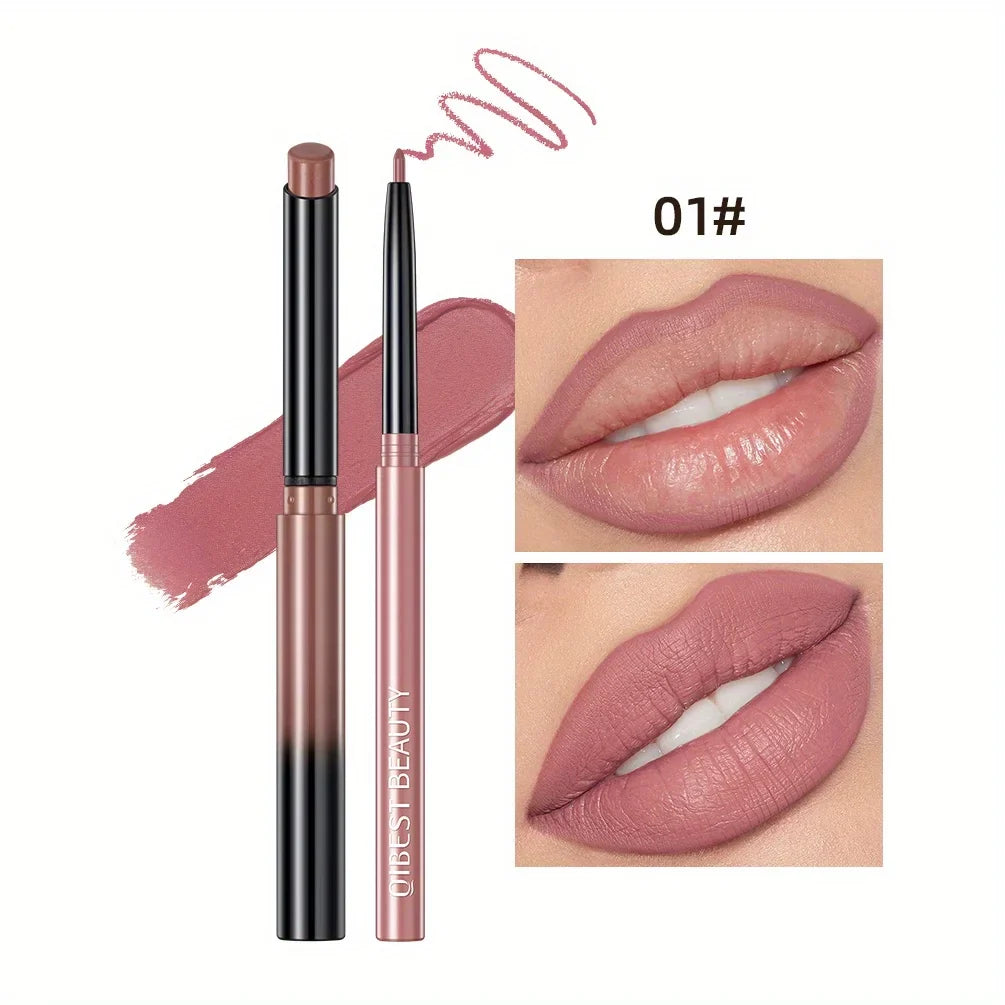 1+1 Matte Lip Set Matte Lipstick&Lip Liner Color Rendering Long Lasting Waterproof Valentine's Day Gifts Contain Plant Squalene