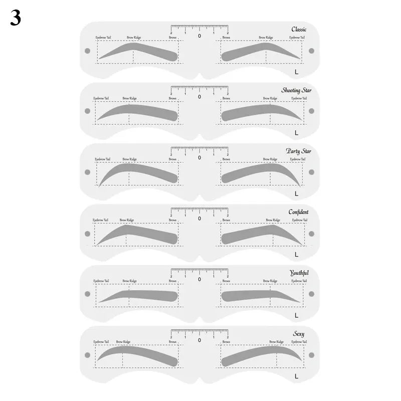 Reusable Eyebrow Stencil Set Soft Ruler Brow Definer Eye Brow Drawing Guide Styling Shaping Grooming Template Card Makeup Tools