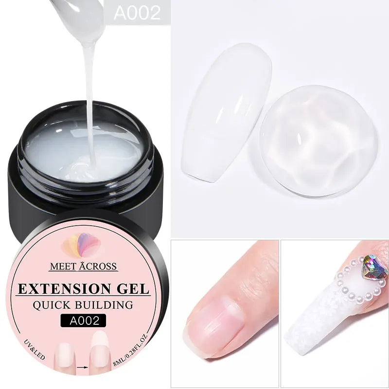 MEET ACROSS 8ML Quick Extension Nail Gel Vernis Nude Milk White Gel Nail Polish UV Semi Permanent Nails Art For Manicure Tools
