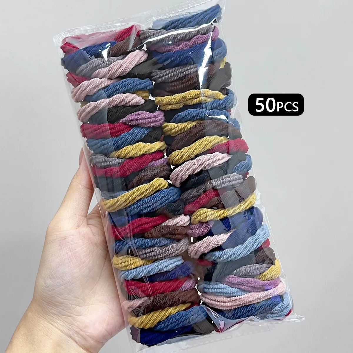 50PCS Colorful Ealstic Hair Rope Ponytail Hold Scrunchie Rubber Band  For Women Basic Nylon Hair Bands Elastic Seamless Girls