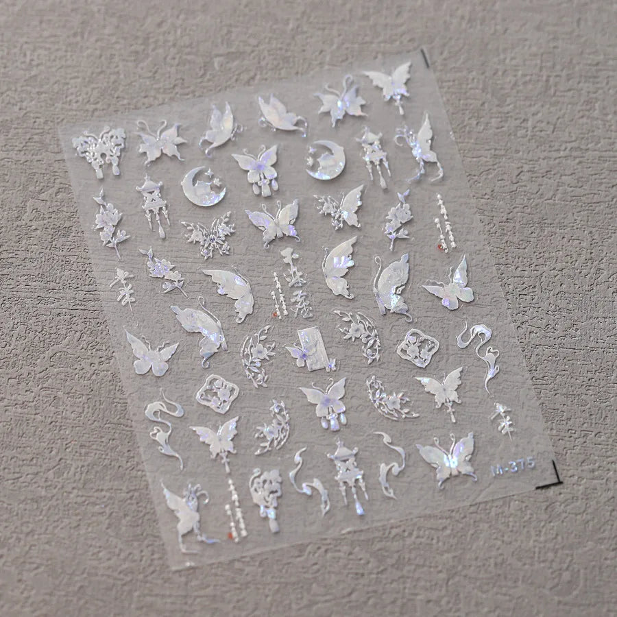 5D Butterfly Nail Stickers Sparkling Jelly Butterfly Nail Art Sticker Decorations Decals DIY Self Adhesive Slider Manicure Parts