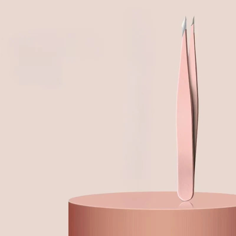 Stainless Steel Black Eyebrow Tweezer with Slant and Flat Point Beauty Tools for Eyelash Tweezer & Ingrown Hair Removal