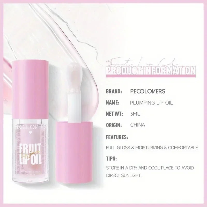 Fruit-Flavored Transparent Moisturizing Glass Lip Oil Plumping Crystal Jelly Lips Gloss Lip Brighten lip Care Makeup Cosmetics