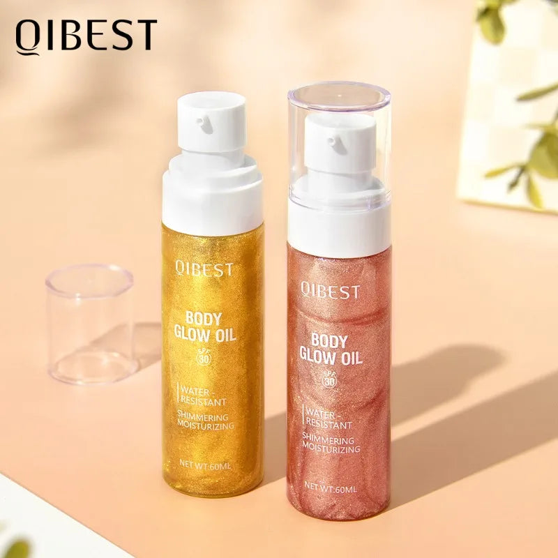 60ML Body High-gloss Oil Gold Bronzers Facial and Full-body Highlight Liquid Brightening Shimmering Moisturizing High-gloss Oil